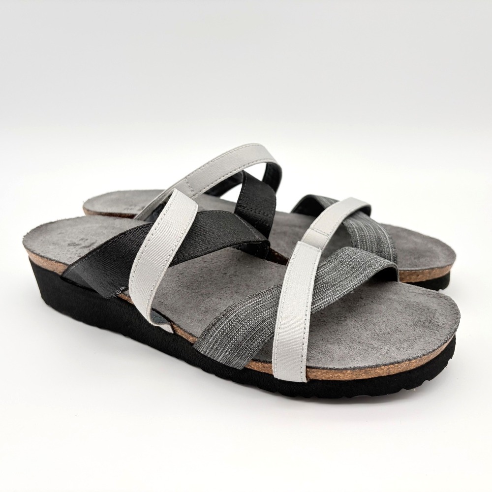 Naot Roxanna Sandals Womens Size 9 Black Gray Textile Slip On